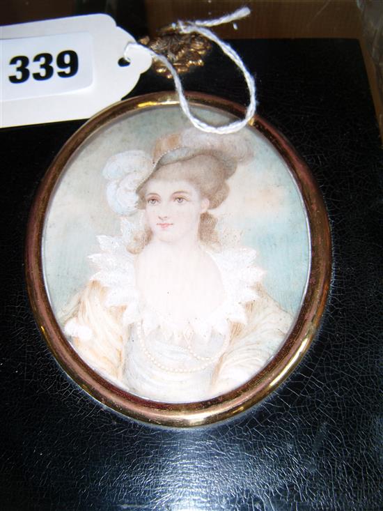 19C oval miniature portrait of lady